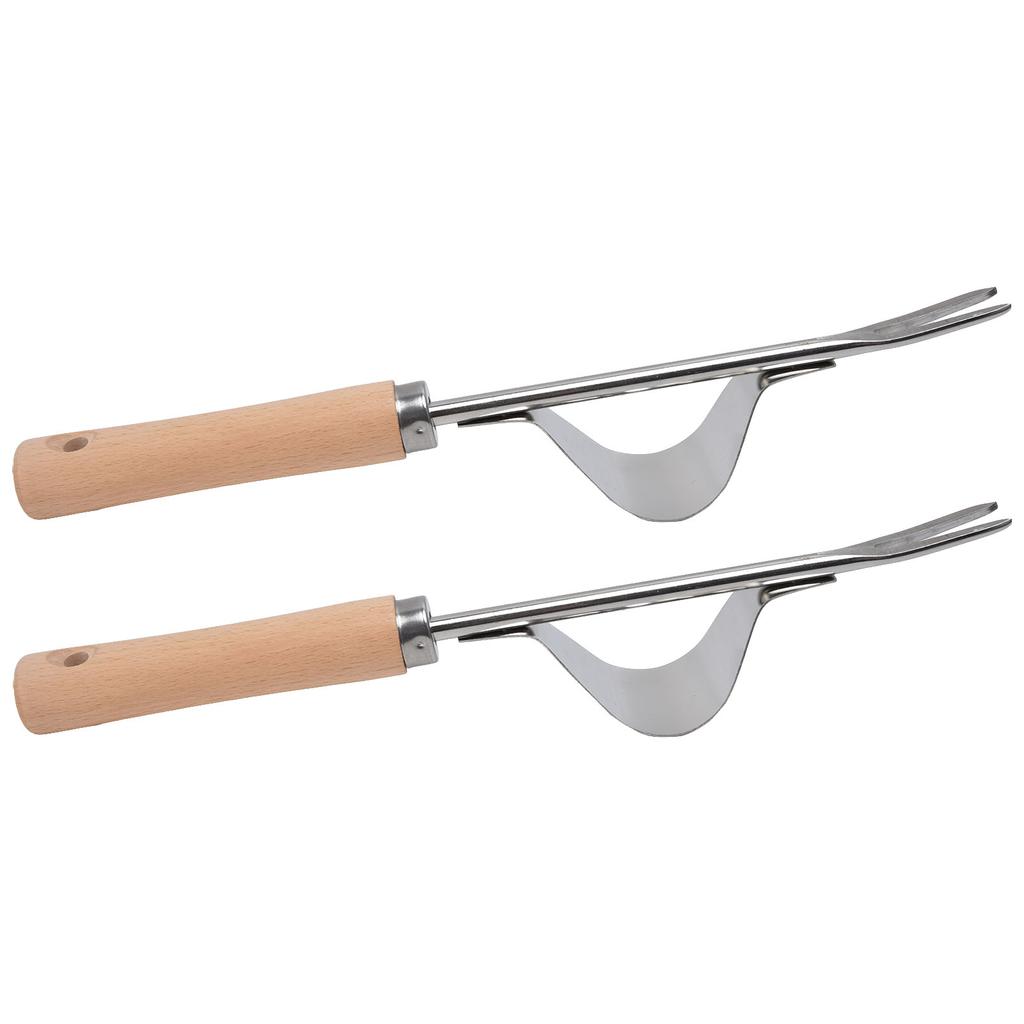 2 Stück Garten Hand Unkrautstecher Edelstahl Robust Langlebig Rostfrei Glänzender Griff Unkrautentfernungswerkzeug