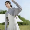 Solid Color Sun Protection Clothing Long Sleeve Ice Silk Cape Long Sleeve Crop Top  Sun Protection