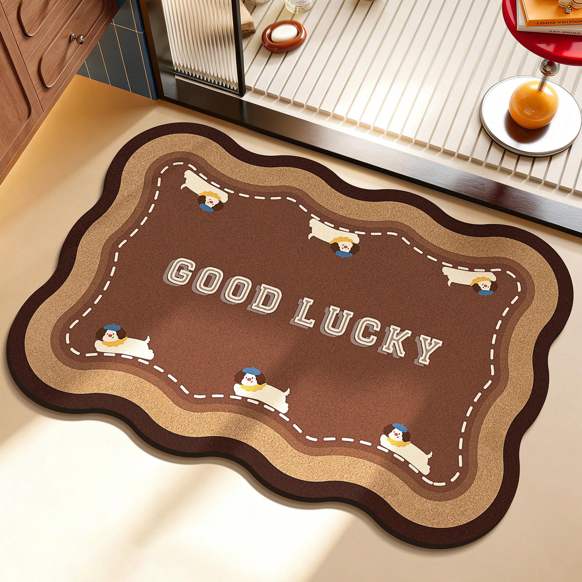Retro Cartoon Diatom Mud Floor Mat Household Dirt-resistant Bathroom Floor Mat Quick-drying Wear-resistant Foot Mat Absorbent Bathroom Floor Mat 60*90cm
