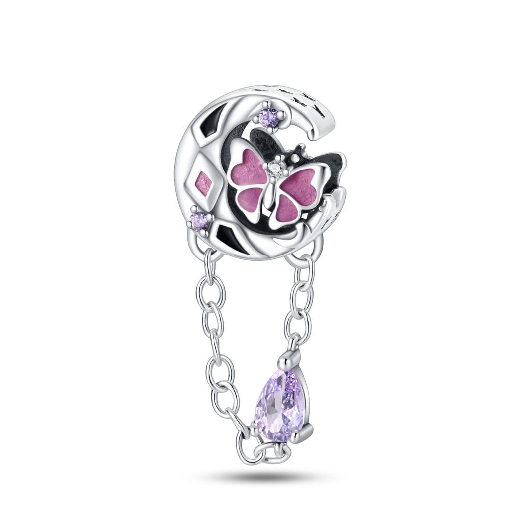 Copper Purple Series Crystal Castle Bear Trojan Pendant Dark Night Butterfly Beads Charms Fit Bracelets Diy Jewelry