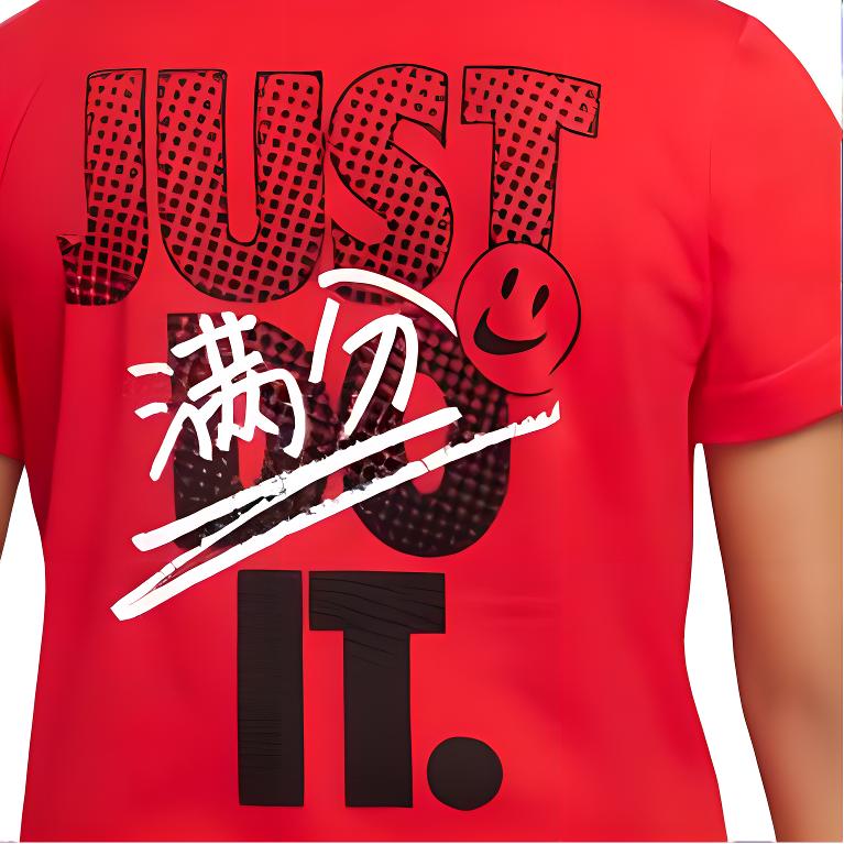 Nike T-Shirt Round Neck Pullover Logo Letter Print Solid Color Short Sleeve Kids Tops Red DZ0887-657