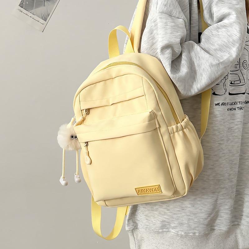 Leisure campus solid color high school student schoolbag new small fresh nylon travel backpack outside