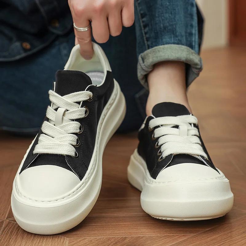 2025New Comfortable High-Quality Breathable Fashion Canvas Shoes for Men Summer Black Work Shoes Casual Big