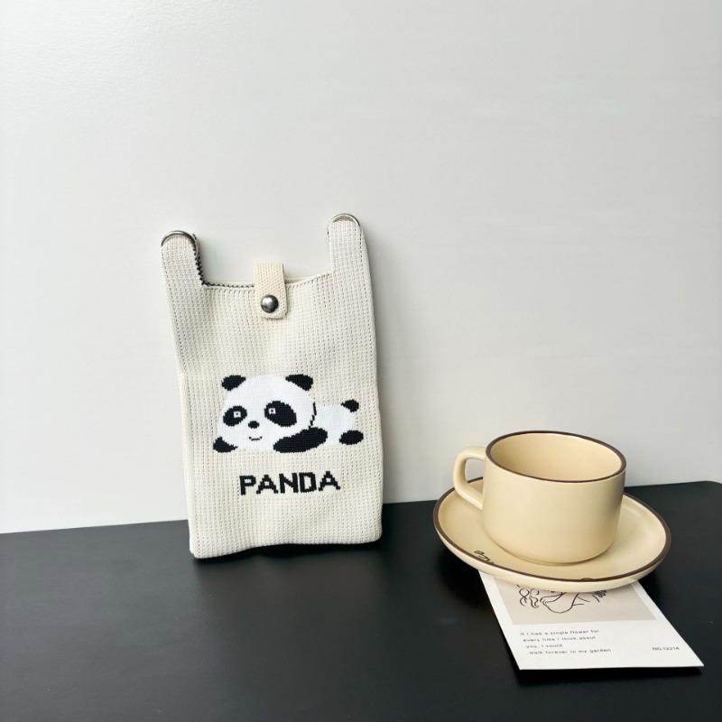 Panda Mobile Phone Bag Cute Knitted Bag High Sense Personality Versatile Dopamine Shoulder Messenger Bag Dopamine Wind