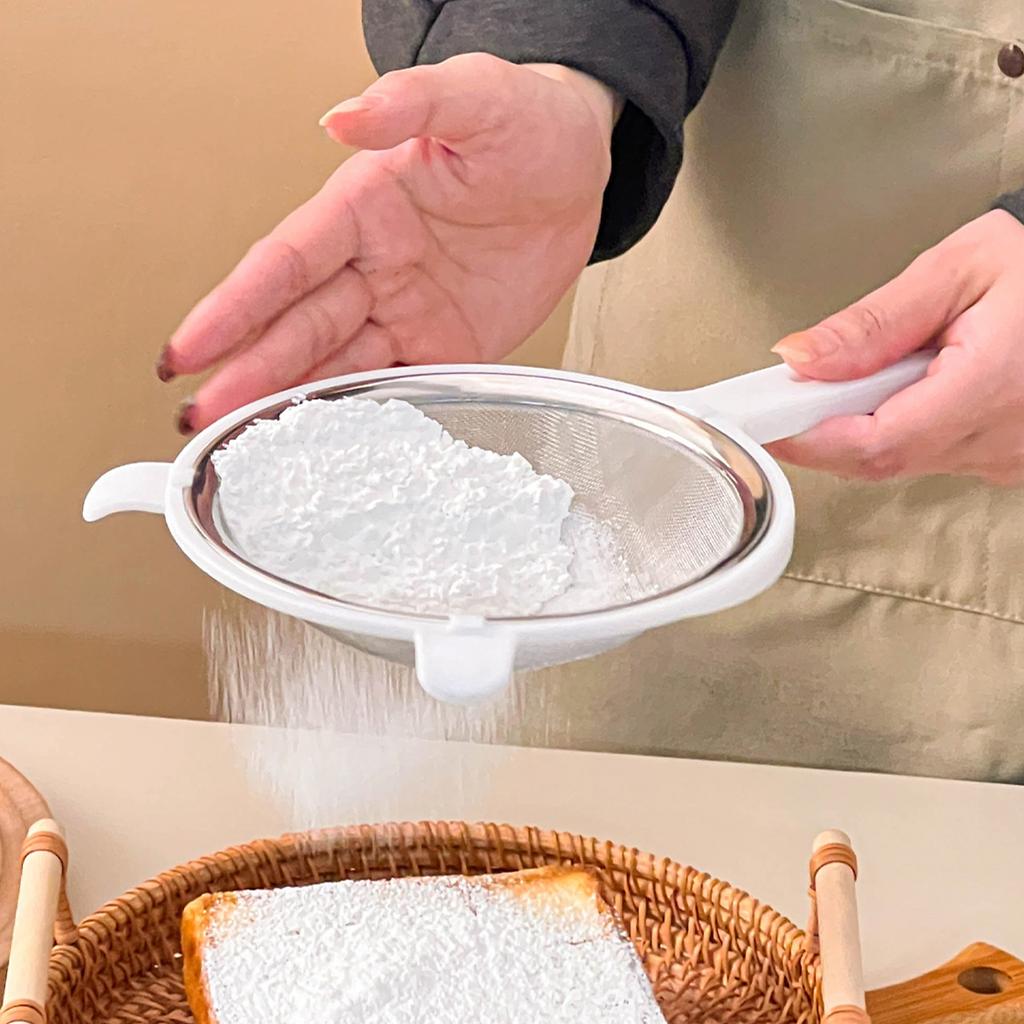 304 Stainless Steel Fine Mesh Flour Sieve Reusable Colander Residue Filter Spoon Detachable Strainer Skimmer Spoon Kitchen Tools