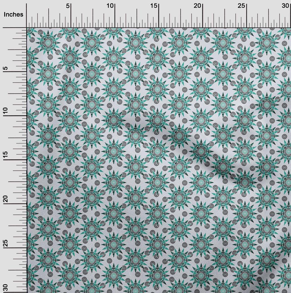 oneOone Cotton Flex Blue Fabric Asian Block Sewing Fabric by The Yard Printed DIY Clothing Sewing Supplies 40 Inch