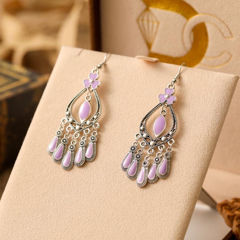 

Vintage Ethnic Style Drop Oil Water Drop Earrings for Women Simple Geometric Silver Color Earring Vacation Daily Jewelry