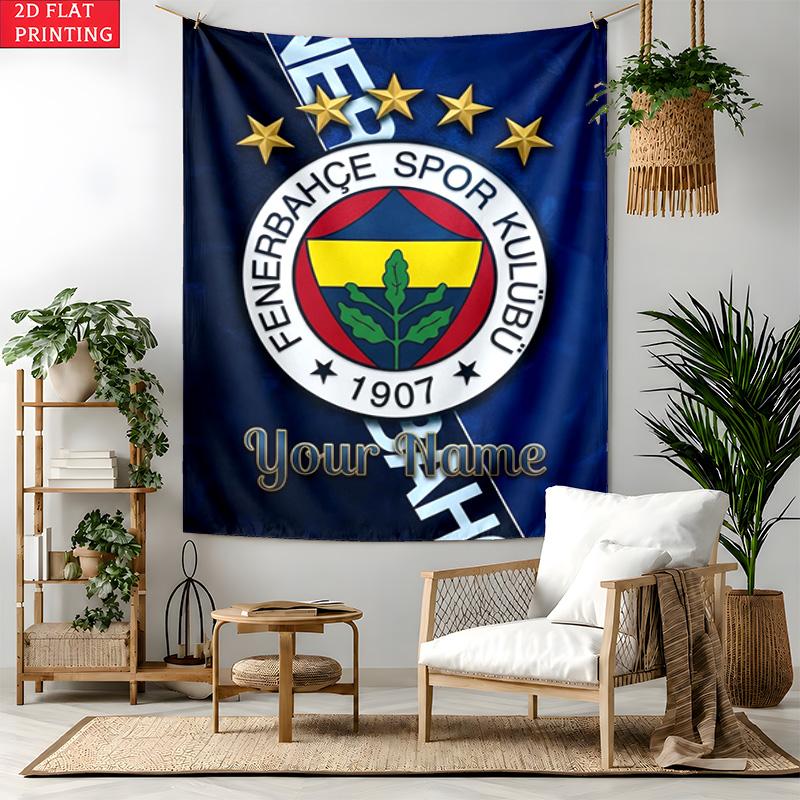 Fenerbahce Custom Name Tapestry Personalized Wall Art Hanging Bohemian Home Decor for Bedroom Dorm Living Room