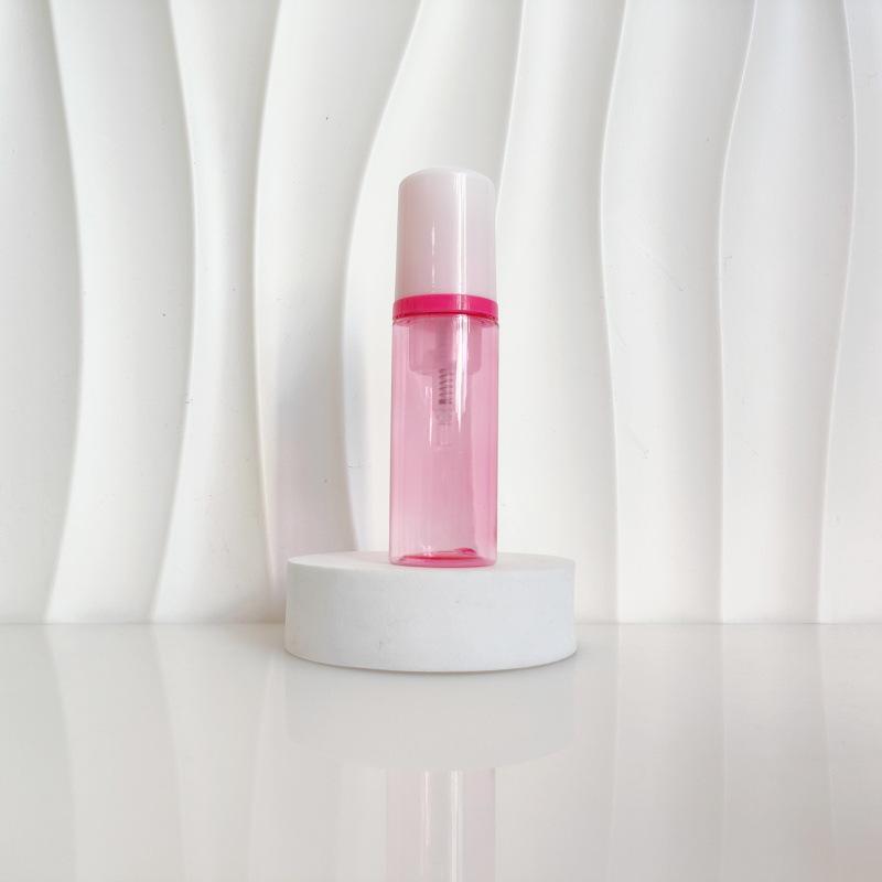 60ml Red Translucent Mousse Dispenser: Cosmetic Brush Foam Bottle for Face Wash and Travel Use