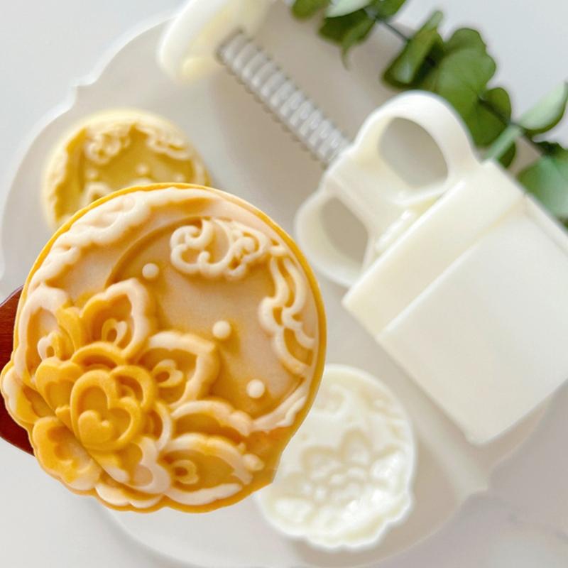 Moon and Flower Designs Mooncakes Press Durable Mooncakes Pattern Maker 75g Molds for Professional Bakers and Hobbyists