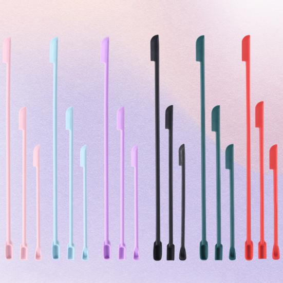 3Pcs/Set Cream Scraper Unbreakable 3 Shapes Long Handle Double Head Design Anti-slip Non-deformation Cosmetic Scraper for Beauty Shop