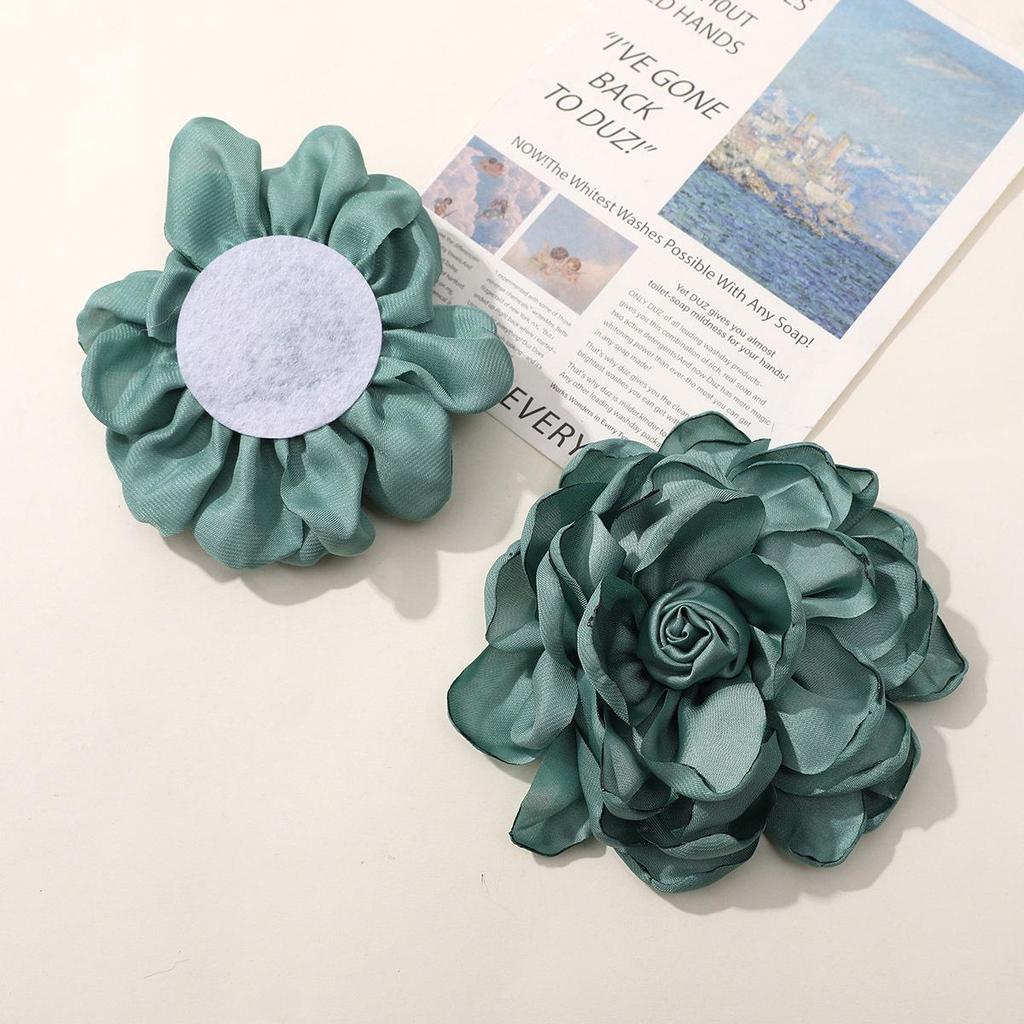 Korean Retro Satin Rose DIY Hair Accessories & Women's Necklace Brooch