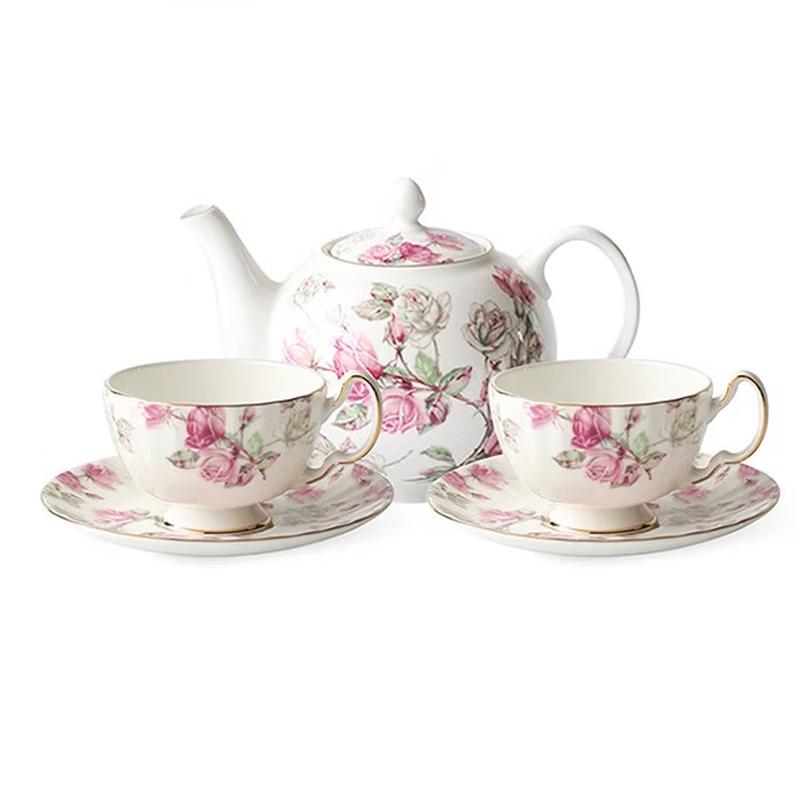 Aynsley Red & Blue Rose Afternoon Tea Set