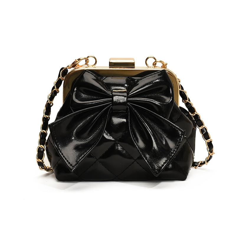 Modern Pu Leather Girls And Boys Shoulder Bag Featuring Adorable Bow And Checkered Pattern