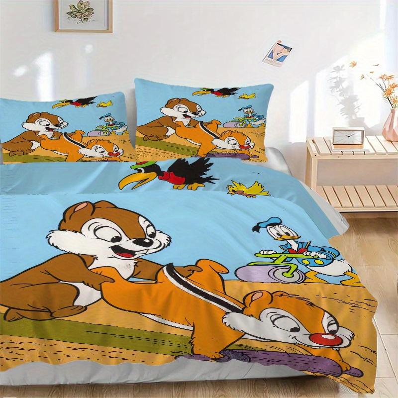 

3pcs Weeding Chip & Dale Design Bedding Set - Includes 1 Quilt Cover and 2 Pillowcases, Comfortable Bedding with Stylish Design for Bedroom, Mach 135x200cm