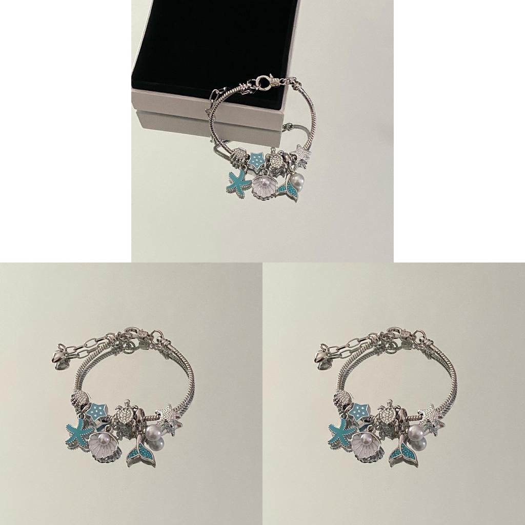 Ozean-Stil Perlenarmband mit Seestern- und Schildkröten-Anhängern für Unisex-Reisegeschenk