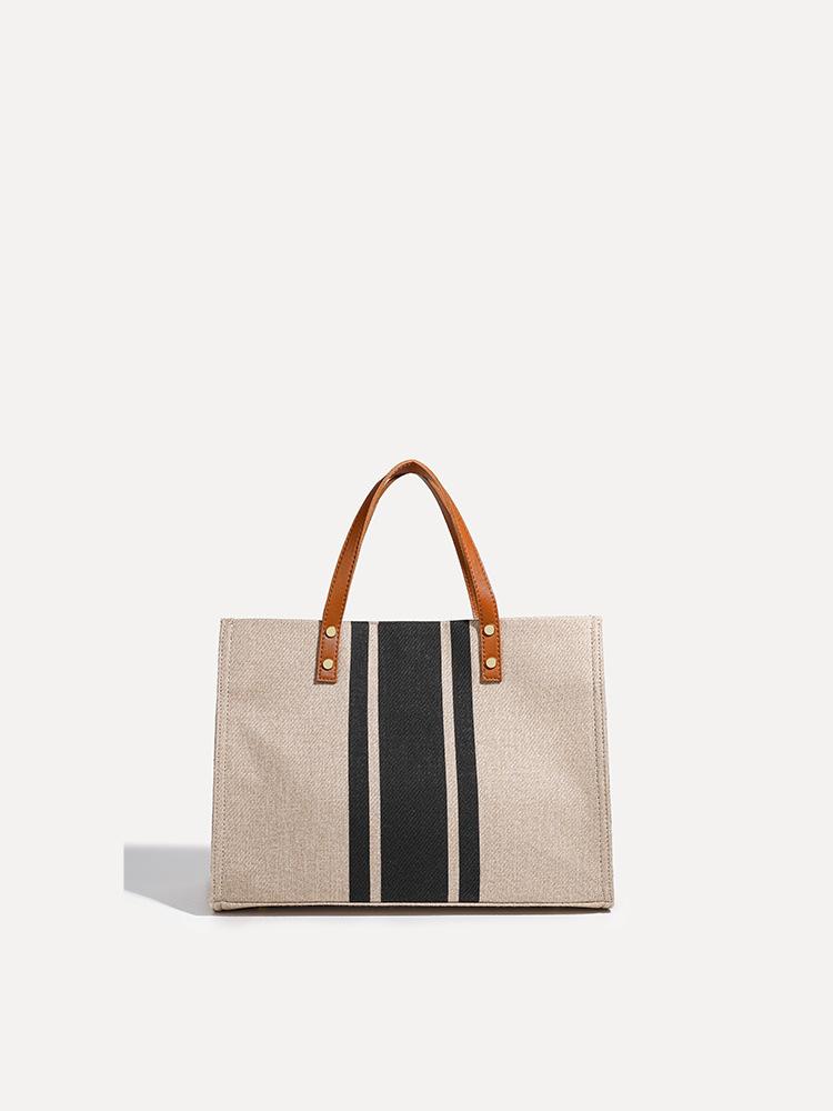 

Bags Large Capacity Contrasting Colors Women S Hand-Held Briefcase Simple Canvas Tote Bag Shoulder Messenger Bag 33*13*25