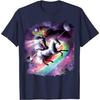 Space Cat Riding Unicorn Graphic Print Mens Cotton Casual Crewneck Tshirt