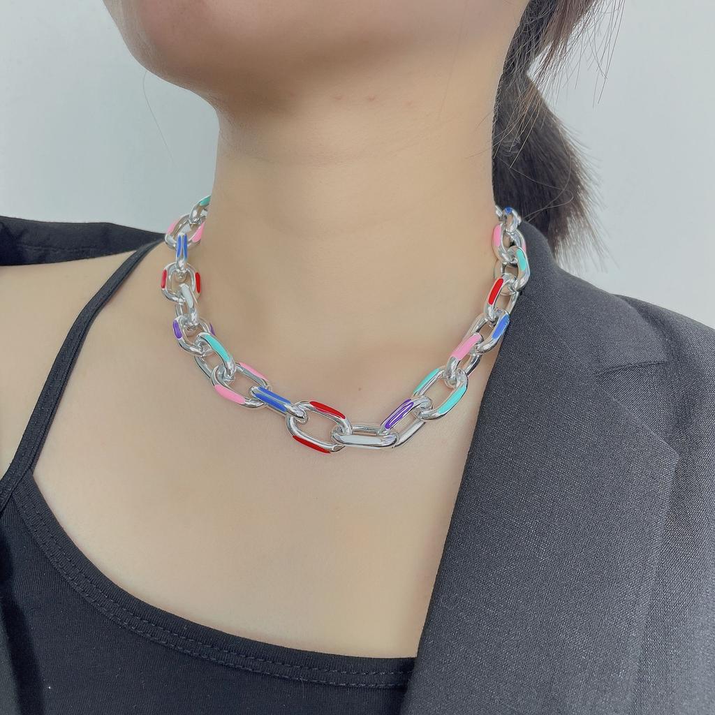 European and American Jewelry Geometric Simple Cold Style Cross Chain Necklace Women's Fashion Mixed Color