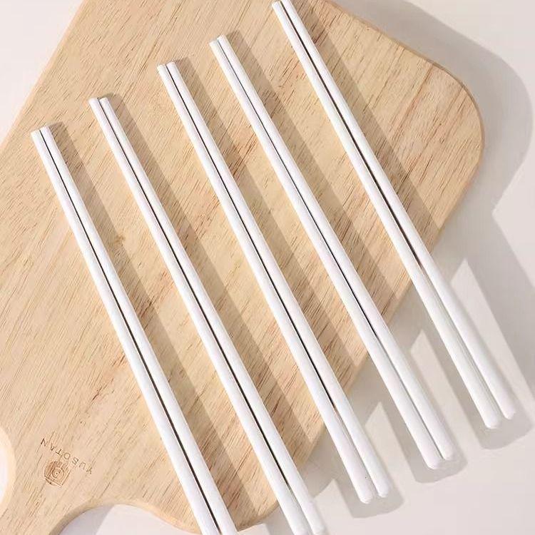 White Ceramic Anti-Mold, Anti-Slip Chopsticks, Bone China, 10-Pair Set, Household Tableware Set of 5 Pairs