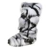 Winter Fur New Design Onepiece Raccoon FurFemale Snow Boots Fur Shoes OutdoorMid Leg Boots Y2k Cool Pink Girl