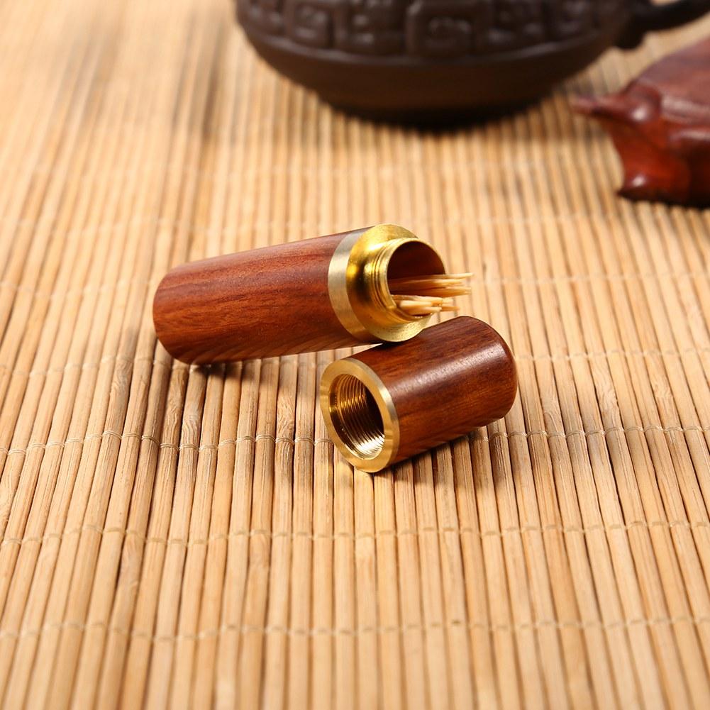 Natural Wood Tootick Holder Capsule Case Portable   Craft (Blackwood)