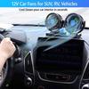 Rapid Cooling Dual Car Fan USB Powered 360° Adjustable Heads Turbo Airflow for SUV Sedan Truck RV Boat Vehicles Vent Blower