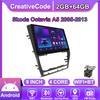 Autoradio Android Car-Play per Skoda Octavia A5 2005-2013 Lettore Multimediale Unità Principale Stereo Navigazione GPS BT WIFI, 2+64GB