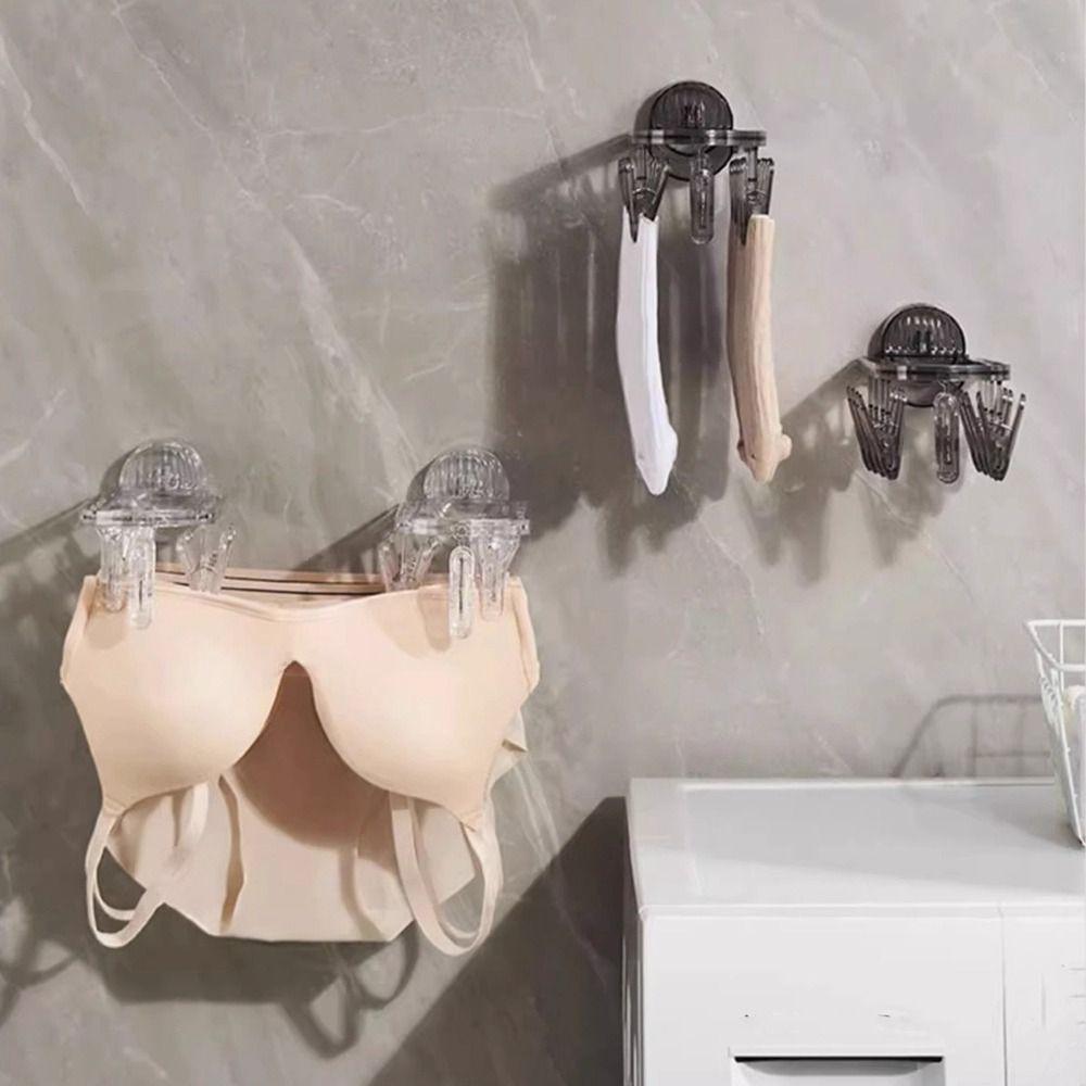 Punch-Free Socks Drying Rack Plastic Towel Hung Hook Clothes Drying Sock Rack  Bathroom