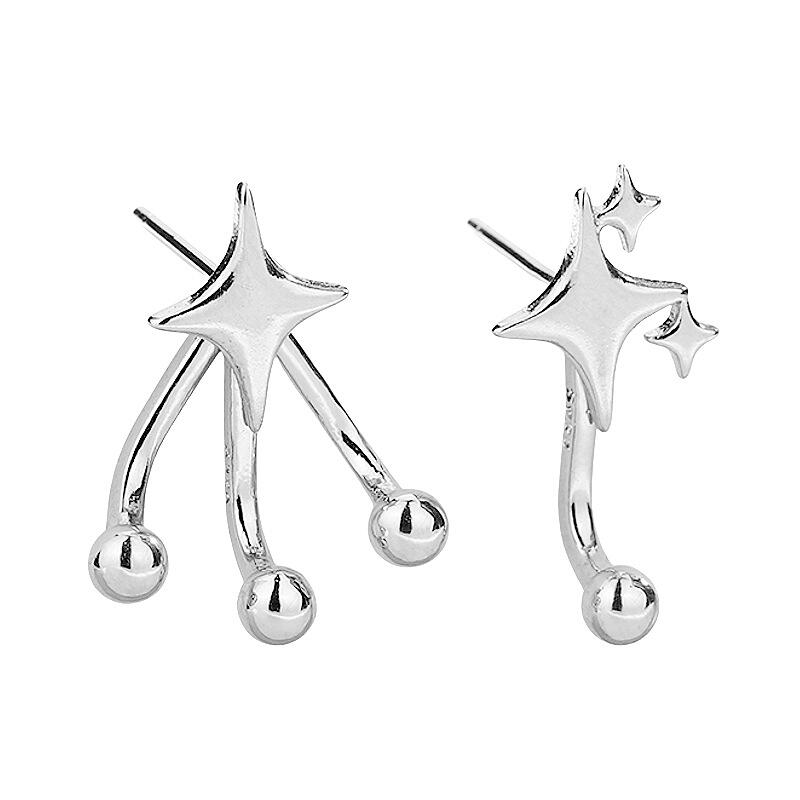 Cool Asymmetric Exquisite Stars Stud Earrings for Women Men Fashion Mini Dual Wearing Drop Earrings Party Jewelry Accessories