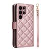 For Samsung Galaxy S22 Ultra 5G Case Rhombus Grid Leather Phone Cover with Zipper Pocket