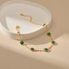 Copper Plated 18K Gold Korean Green Zircon Accessory Design Slender Chain Women's Fashion Anklet Elegant Temperament KTJ