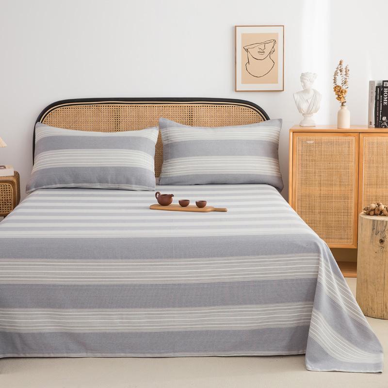 Wholesale 100% cotton old coarse cloth sheets pure cotton kang single three-piece set single piece soft mat student dormitory mat