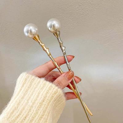 New Chinese Style Pearl Hair Sticks for Women Fashion Metal Thorn Texture Chopsticks Hairpins Bun Styling Tools Hair Accessories