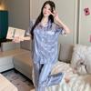 French High-End Lace Summer Ice Silk Pajamas Women'S Fashion Striped Short-Sleeved Trousers Loungewear