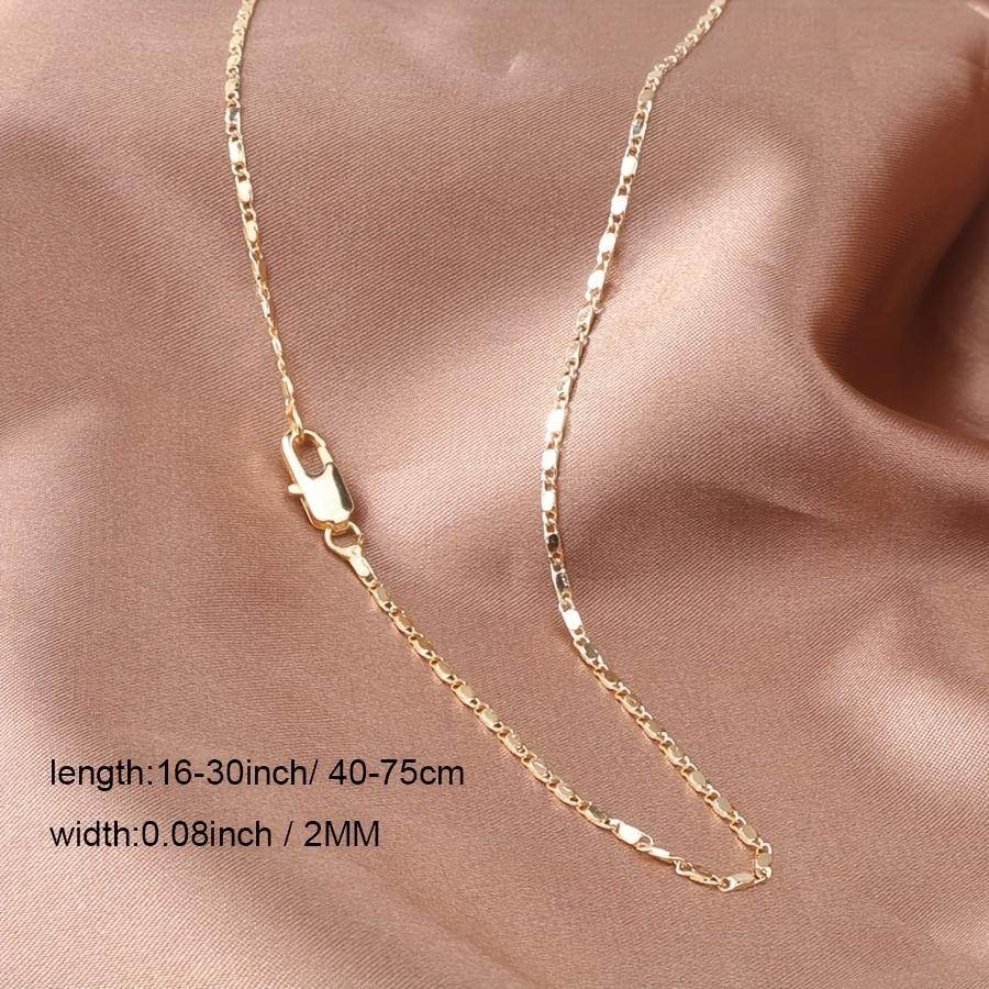 1 Stück 2 mm flache goldplattierte Punk-Halskettenkette, Herren Damen DIY Gliederkette Schmuck