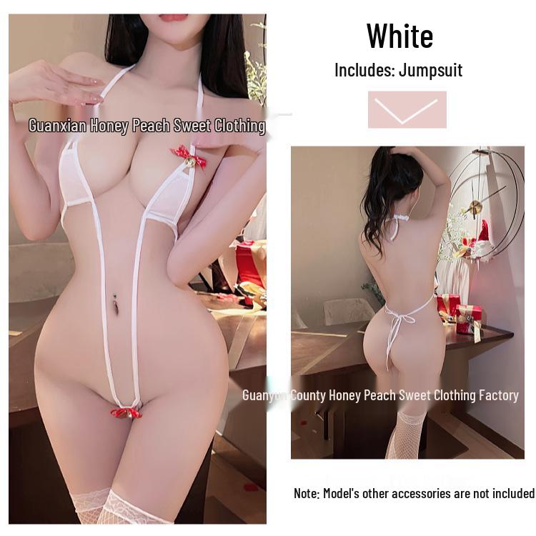 Festive Butterfly Bell Knot Three-Piece Lingerie Set