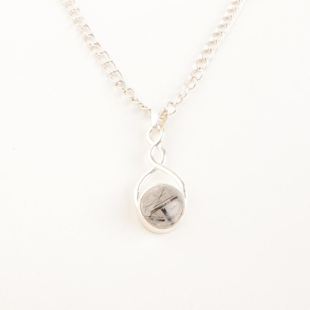 Black Rutile Gemstone 925 Sterling Silver Jewelry Handmade Pendant Gift For Her CP-25-25