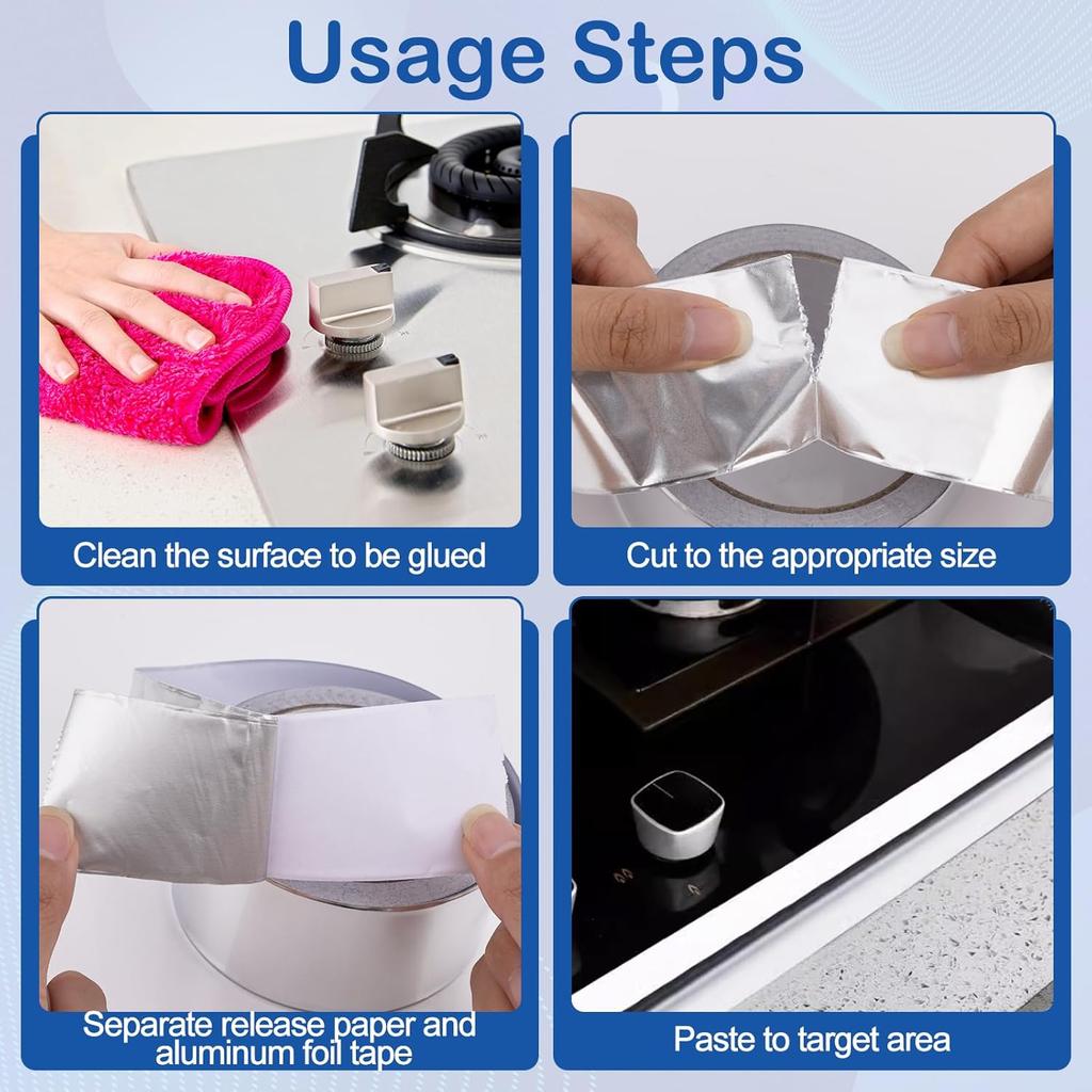 Högtemperaturbeständig aluminiumfolietejp Kökspipsreparationstejp Självhäftande tätande folie Värmeisolering Läckagesäker tejp