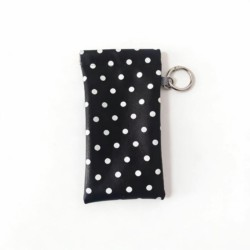 

Portable Spring Auto-close Glasses Bag With Keyring Glasses Clip Leather Glasses Storage Bag Korean Style Shrapnel Snap Shut