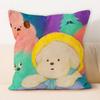 "Adorable White Fluffy Dog Oil - Painting Style Throw Pillow Cover"