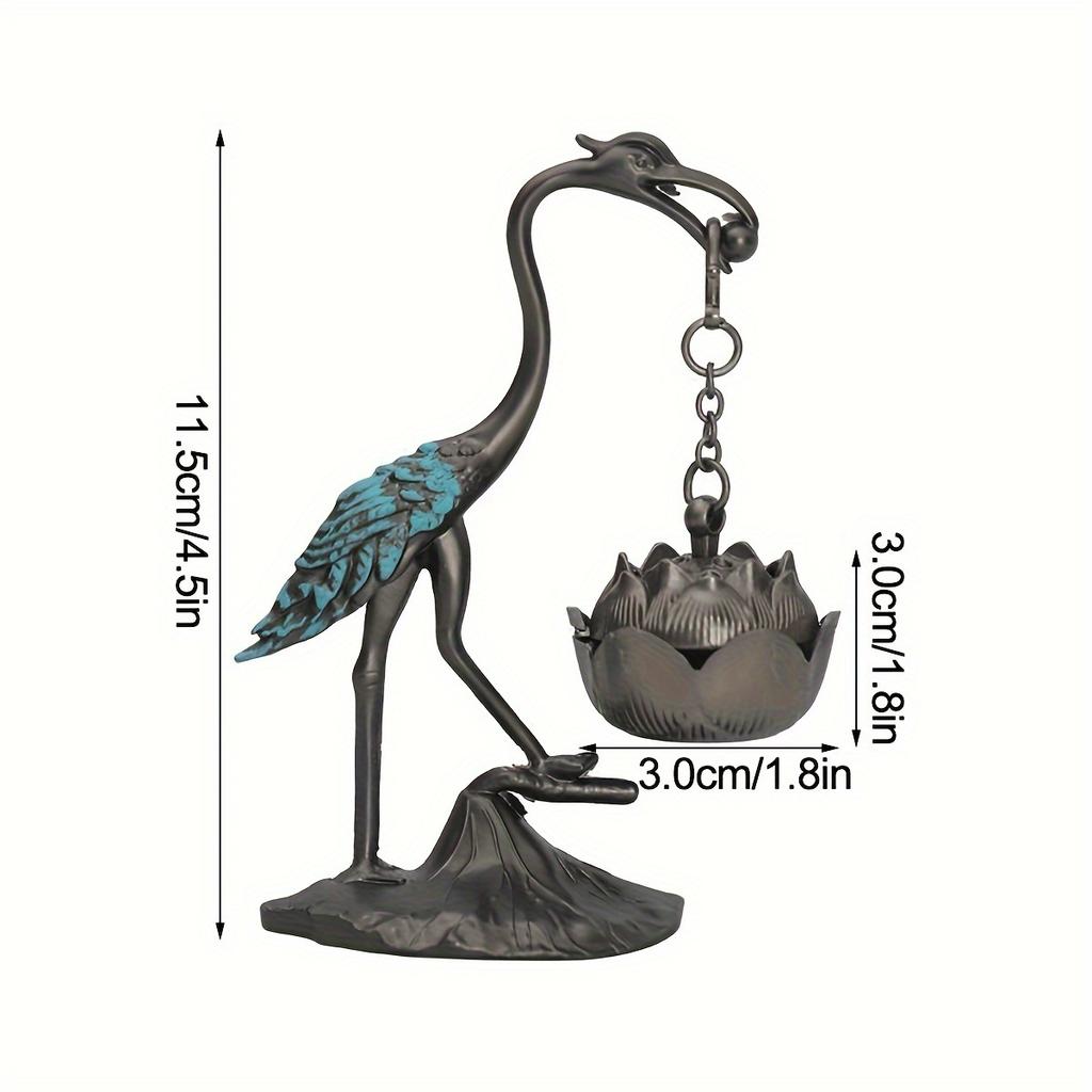 1Pc Elegant Crane & for Lotus Flower Incense Burner - Metal, Home Decor Accent with Creative Line Incense Holder