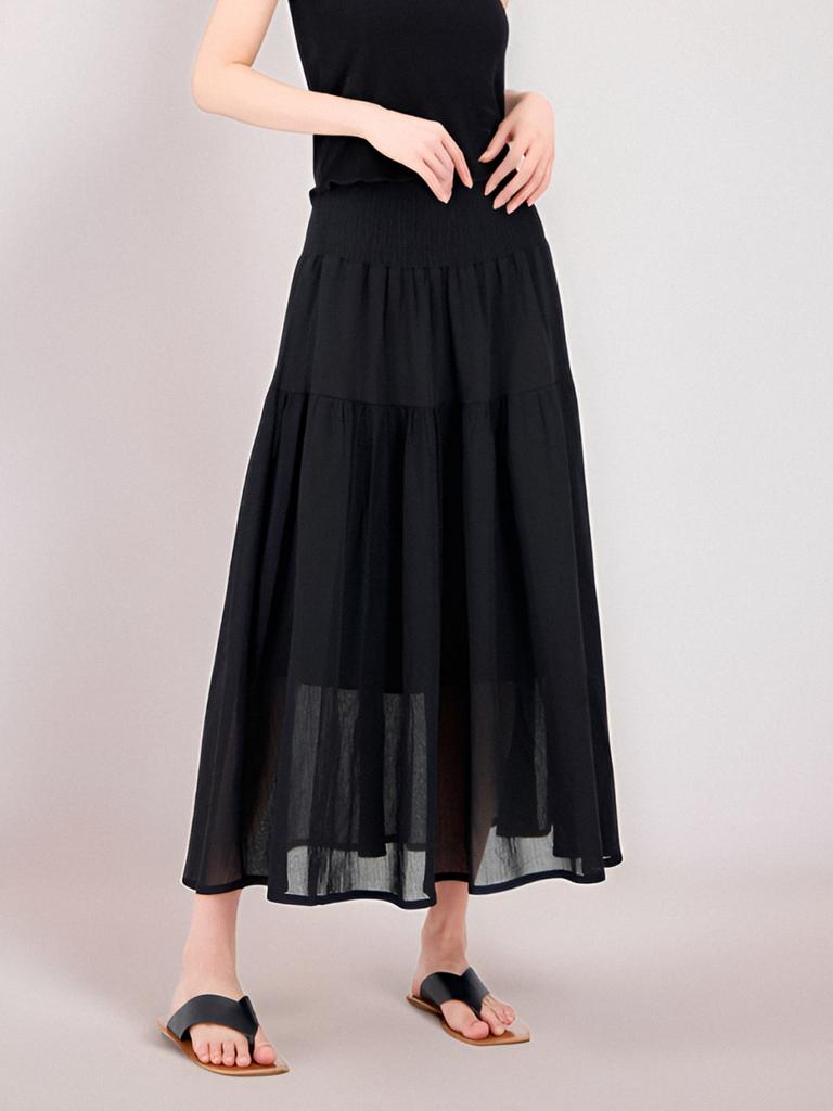ACUD Sheer Bending Flare Skirt _Black