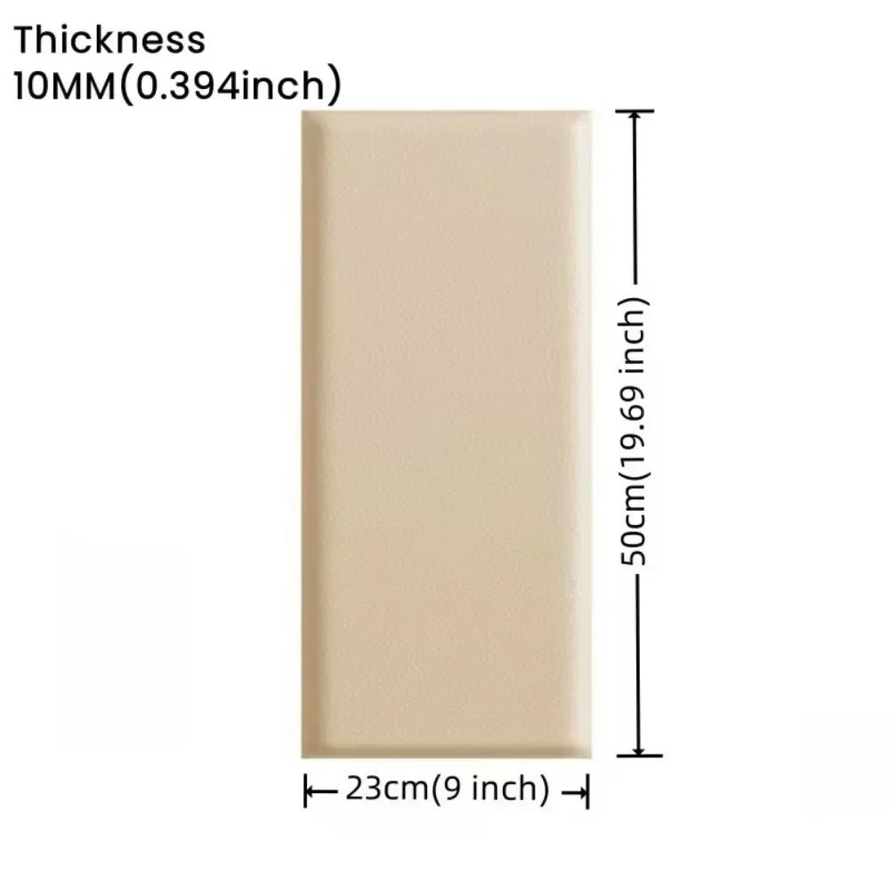 2pcs Self Adhesive 3D Wall Sticker Leather Anti-collision Soft Wall Panels Soft Bag Design 10mm Thick Headboard Protection