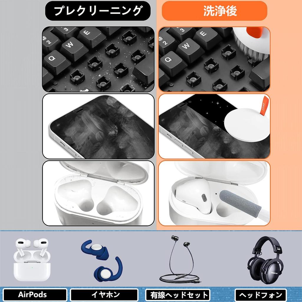 Czyścik do słuchawek klawiaturowych dla AirPods Wielofunkcyjny zestaw narzędzi czyszczących z odciskiem palca Brud i kurz Lekki i idealny do czyszczenia Ładowanie