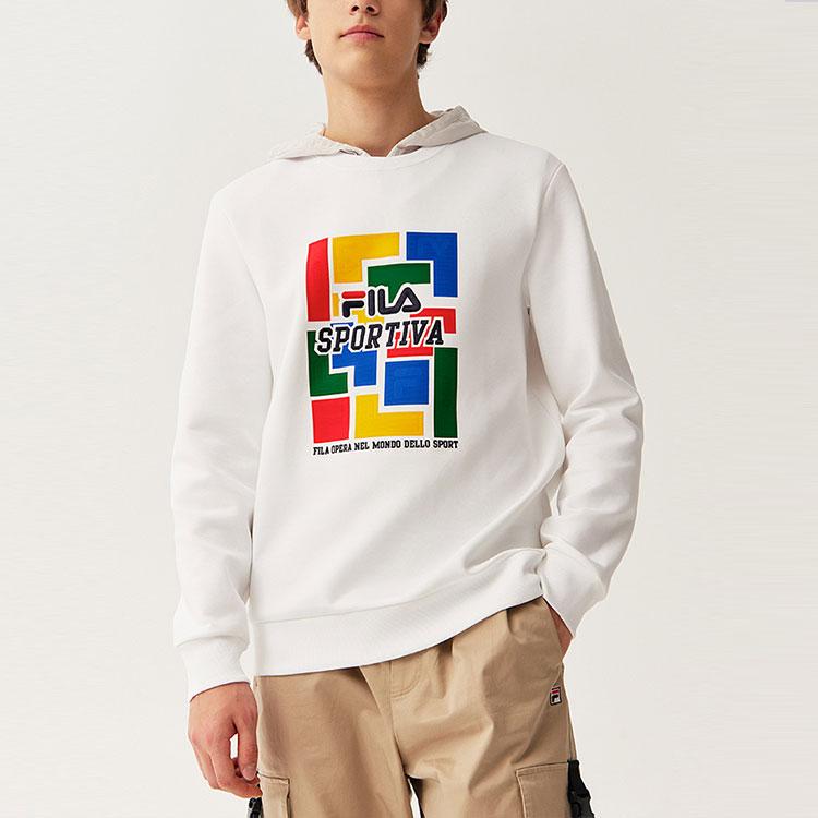 Fila Logo Printed Casual Sports Crew Neck Sweatshirt Men Sweatshirt White F11M118258F-WT