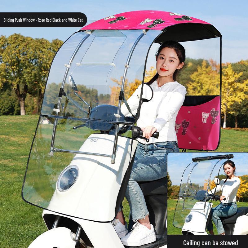 Enhanced Electric Motorcycle Canopy: Rainproof, Removable, and Windproof Umbrella