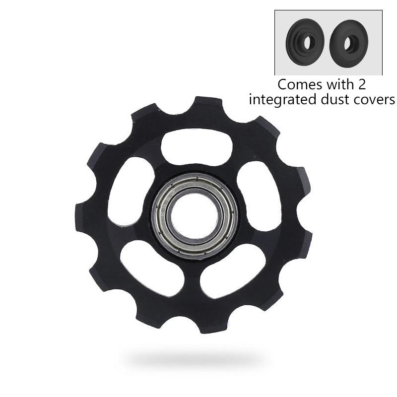 

11T Bicycle Rear Derailleur Wheel Ceramic Bearing Pulley Al7075 Road Bike Guide Roller Idler чорний