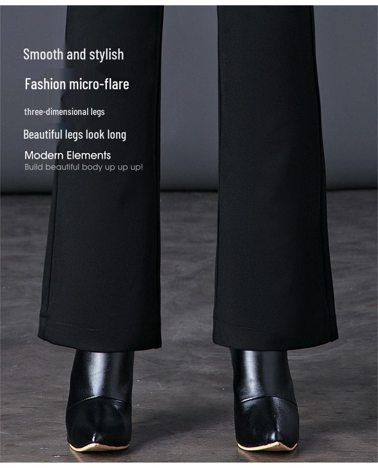 2024 Autumn/Winter Women's High-Waisted Slimming Flared Cashmere Trousers - Elastic, Fleece-Lined, Thickened, Slim-Fit.