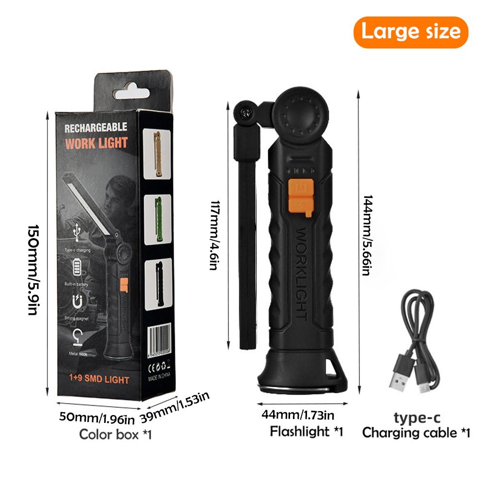 Multifunctional Folding Work Light Portable Rechargeable Flashlight Hook Magnetic Camping Light Outdoor Car Repair Emergency